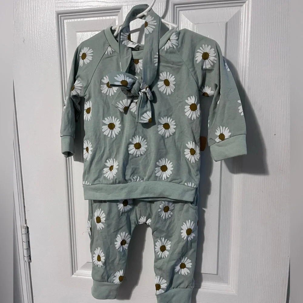 Boho baby 3 piece outfit bundle floral set unbranded new without tag 80cm tag